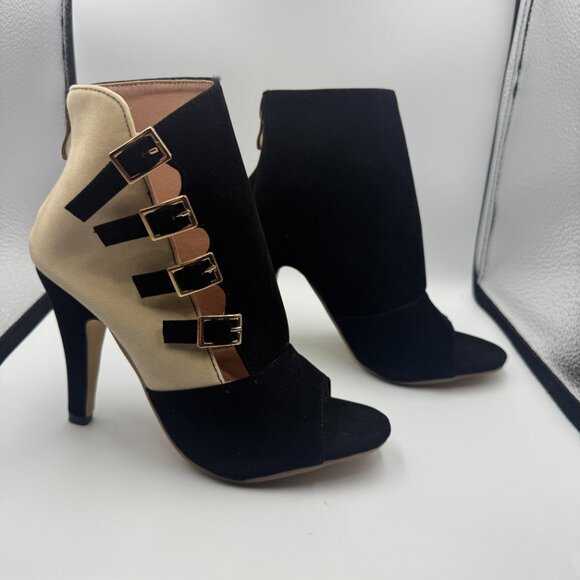 Vujkliy Women's Open Toe Ankle Boots High Heels Buckle Colorblock Size 6 - Picture 5 of 5